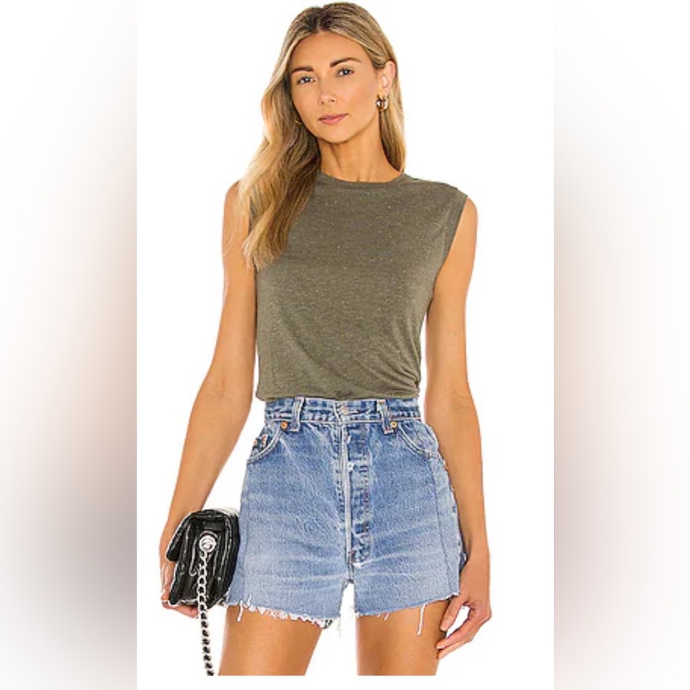 All Saints Green Sleeveless Fitted Muscle Tee